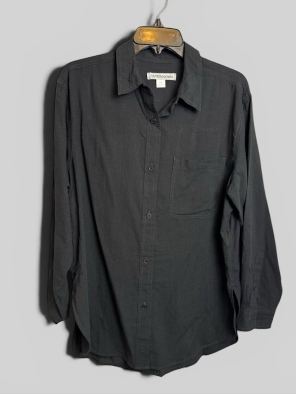 Outerknown black button up blokecore capsule preppy cotton shirt size medium